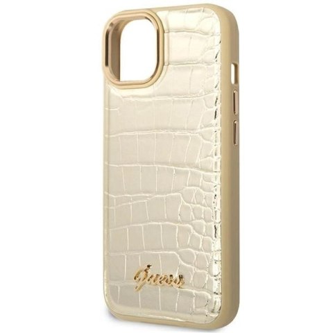Etui Guess Croco Collection na iPhone 14 Plus - złote Guess