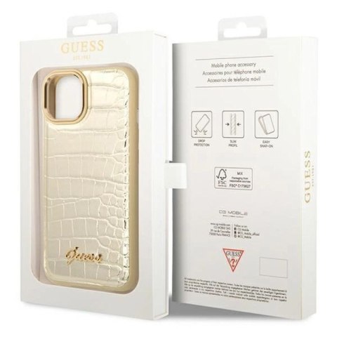 Etui Guess Croco Collection na iPhone 14 Plus - złote Guess