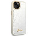 Etui Guess Croco Collection na iPhone 14 - srebrne Guess