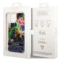 Etui Guess Flower Liquid Glitter na iPhone 14 Plus - niebieskie Guess