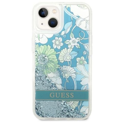 Etui Guess Flower Liquid Glitter na iPhone 14 Plus - zielone Guess