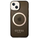 Etui Guess Gold Outline Translucent MagSafe na iPhone 14 Plus - czarne Guess