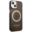 Etui Guess Gold Outline Translucent MagSafe na iPhone 14 Plus - czarne Guess