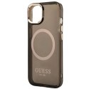 Etui Guess Gold Outline Translucent MagSafe na iPhone 14 Plus - czarne Guess