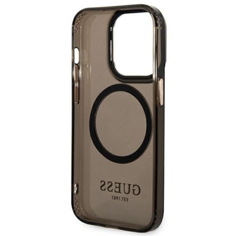 Etui Guess Gold Outline Translucent MagSafe na iPhone 14 Pro Max - czarne Guess