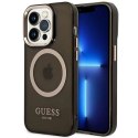 Etui Guess Gold Outline Translucent MagSafe na iPhone 14 Pro - czarne Guess