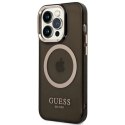 Etui Guess Gold Outline Translucent MagSafe na iPhone 14 Pro - czarne Guess