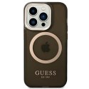 Etui Guess Gold Outline Translucent MagSafe na iPhone 14 Pro - czarne Guess