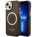 Etui Guess Gold Outline Translucent MagSafe na iPhone 14 - czarne Guess