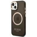 Etui Guess Gold Outline Translucent MagSafe na iPhone 14 - czarne Guess