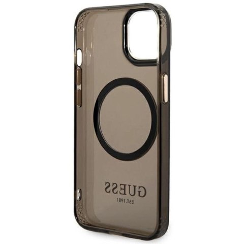 Etui Guess Gold Outline Translucent MagSafe na iPhone 14 - czarne Guess