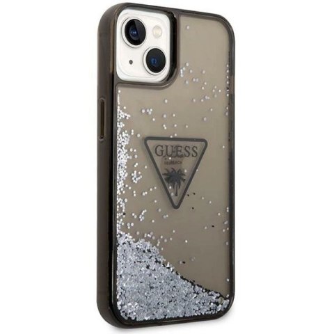 Etui Guess Liquid Glitter Palm Collection na iPhone 14 Plus - czarne Guess