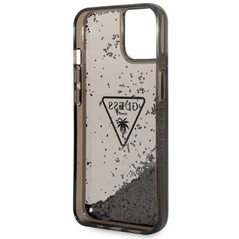 Etui Guess Liquid Glitter Palm Collection na iPhone 14 Plus - czarne Guess