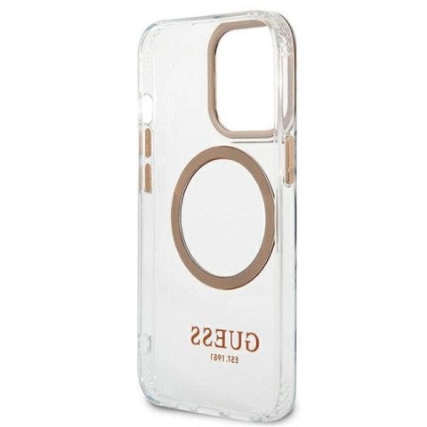Etui Guess Metal Outline MagSafe na iPhone 13 Pro Max - złote Guess