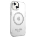 Etui Guess Metal Outline MagSafe na iPhone 14 Plus - srebrne Guess