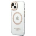 Etui Guess Metal Outline MagSafe na iPhone 14 Plus - złote Guess