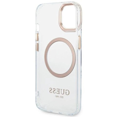 Etui Guess Metal Outline MagSafe na iPhone 14 Plus - złote Guess