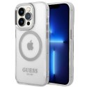 Etui Guess Metal Outline MagSafe na iPhone 14 Pro Max - srebrne Guess