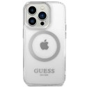 Etui Guess Metal Outline MagSafe na iPhone 14 Pro Max - srebrne Guess
