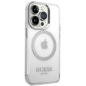 Etui Guess Metal Outline MagSafe na iPhone 14 Pro Max - srebrne Guess