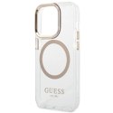 Etui Guess Metal Outline MagSafe na iPhone 14 Pro - złote Guess