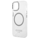 Etui Guess Metal Outline MagSafe na iPhone 14 - srebrne Guess