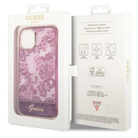 Etui Guess Porcelain Collection na iPhone 14 Plus - fuksjowe Guess