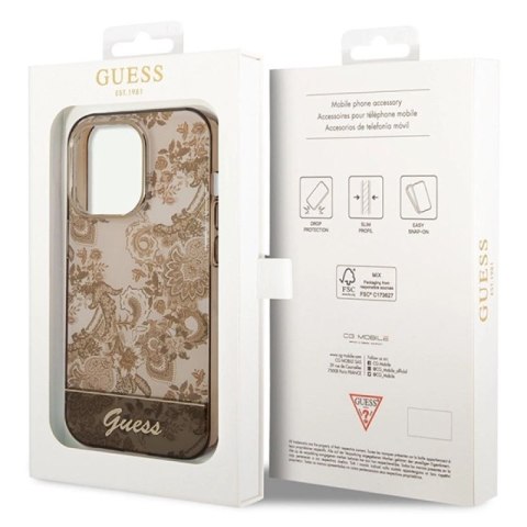 Etui Guess Porcelain Collection na iPhone 14 Pro Max - beżowe Guess