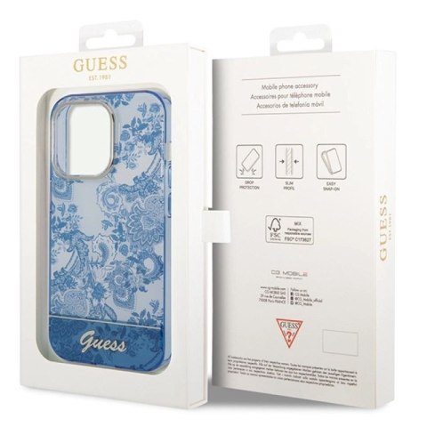 Etui Guess Porcelain Collection na iPhone 14 Pro Max - niebieskie Guess