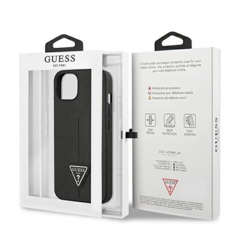 Etui Guess Saffiano Triangle Logo na iPhone 14 Plus - czarne Guess