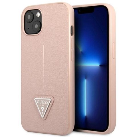 Etui Guess Saffiano Triangle Logo na iPhone 14 Plus - różowe Guess
