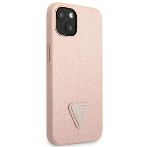 Etui Guess Saffiano Triangle Logo na iPhone 14 Plus - różowe Guess