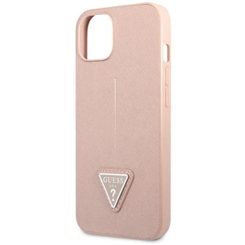 Etui Guess Saffiano Triangle Logo na iPhone 14 Plus - różowe Guess