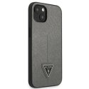 Etui Guess Saffiano Triangle Logo na iPhone 14 Plus - srebrne Guess