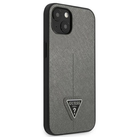 Etui Guess Saffiano Triangle Logo na iPhone 14 Plus - srebrne Guess