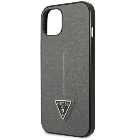 Etui Guess Saffiano Triangle Logo na iPhone 14 Plus - srebrne Guess