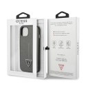Etui Guess Saffiano Triangle Logo na iPhone 14 Plus - srebrne Guess