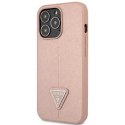 Etui Guess Saffiano Triangle Logo na iPhone 14 Pro Max - różowe Guess