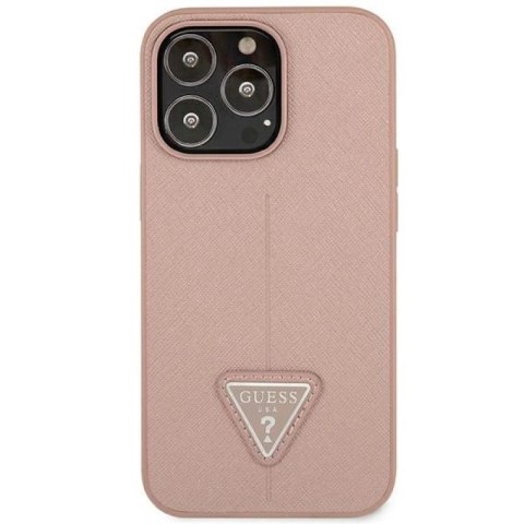 Etui Guess Saffiano Triangle Logo na iPhone 14 Pro Max - różowe Guess