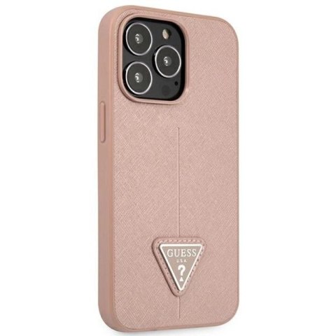 Etui Guess Saffiano Triangle Logo na iPhone 14 Pro Max - różowe Guess