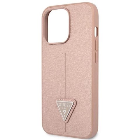 Etui Guess Saffiano Triangle Logo na iPhone 14 Pro Max - różowe Guess