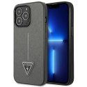 Etui Guess Saffiano Triangle Logo na iPhone 14 Pro Max - srebrne Guess