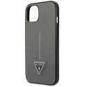 Etui Guess Saffiano Triangle Logo na iPhone 14 - srebrne Guess