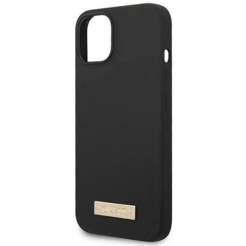 Etui Guess Silicone Logo Plate MagSafe na iPhone 14 Plus - czarne Guess