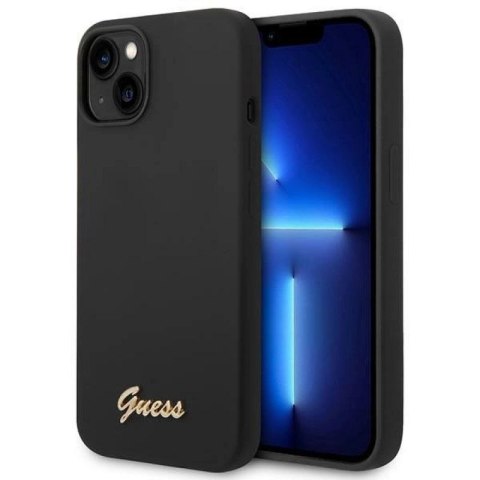 Etui Guess Silicone Vintage Gold Logo na iPhone 14 Plus - czarne Guess