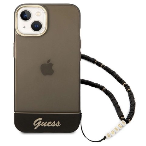 Etui Guess Translucent Pearl Strap na iPhone 14 Plus - czarne Guess