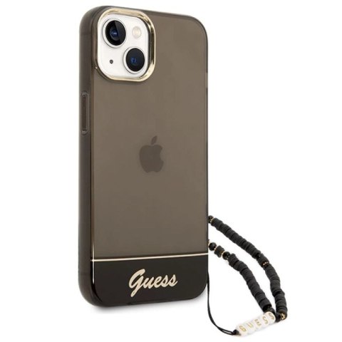 Etui Guess Translucent Pearl Strap na iPhone 14 Plus - czarne Guess