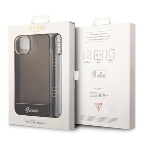 Etui Guess Translucent Pearl Strap na iPhone 14 Plus - czarne Guess