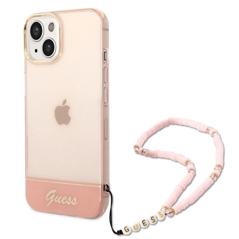 Etui Guess Translucent Pearl Strap na iPhone 14 Plus - różowe Guess