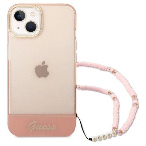 Etui Guess Translucent Pearl Strap na iPhone 14 Plus - różowe Guess